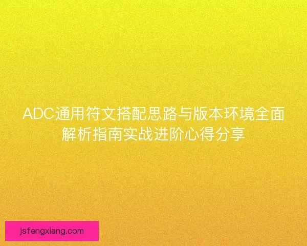 ADC通用符文搭配思路与版本环境全面解析指南实战进阶心得分享